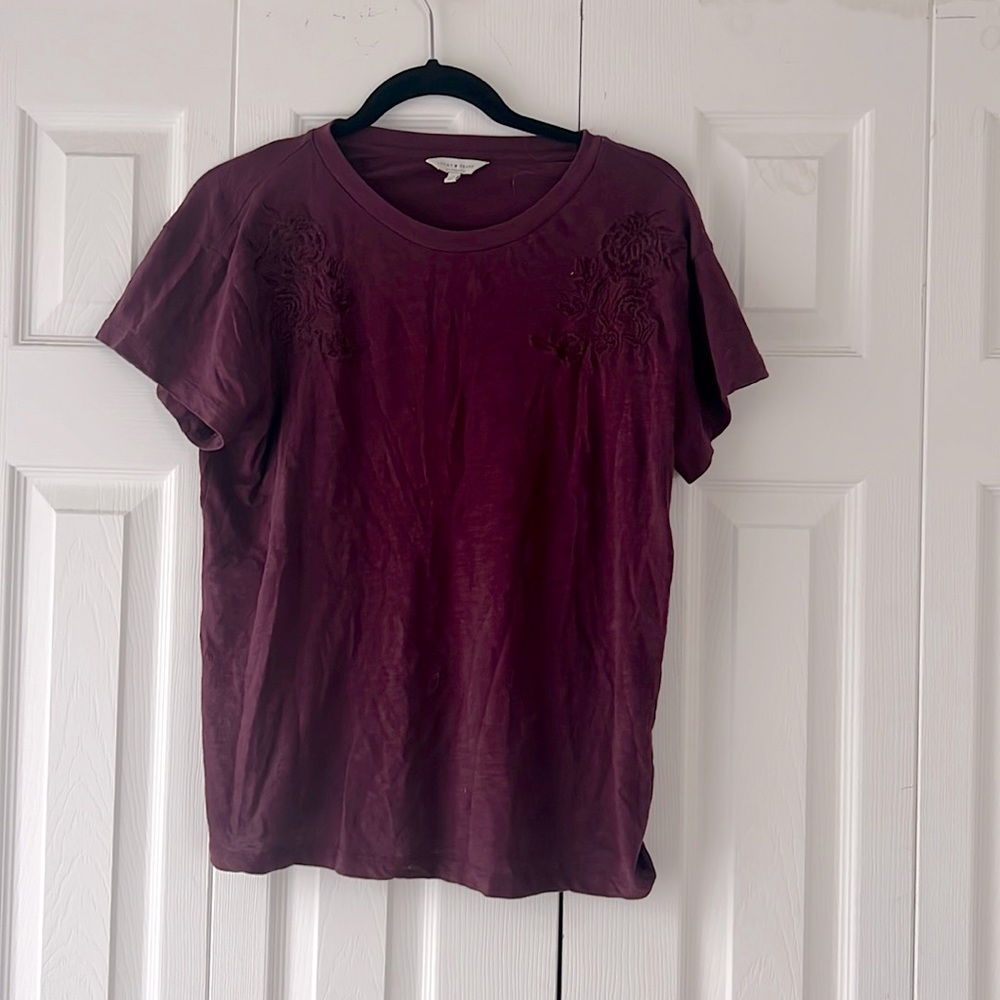 Lucky Brand floral embroidered T-shirt
